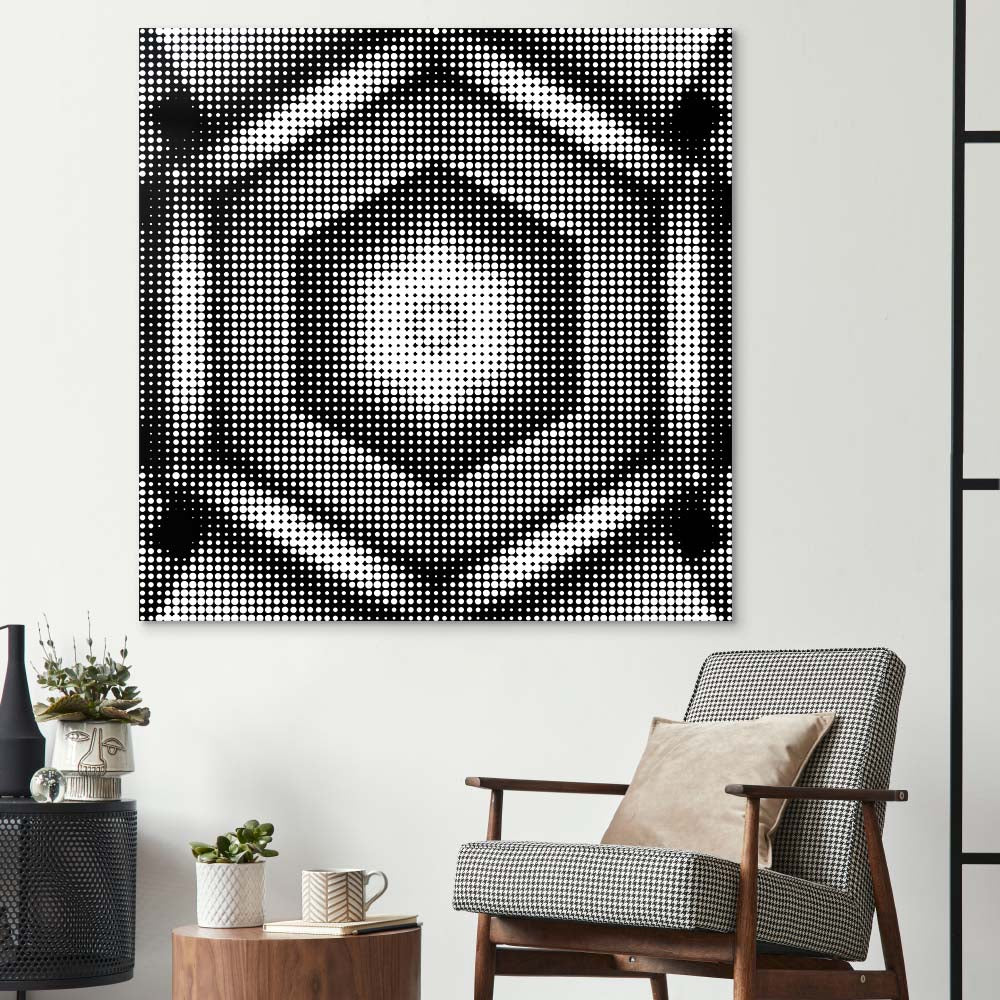 Abstract Halftone Hexagon Glass Wall Art