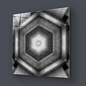 Abstract Halftone Hexagon Glass Wall Art