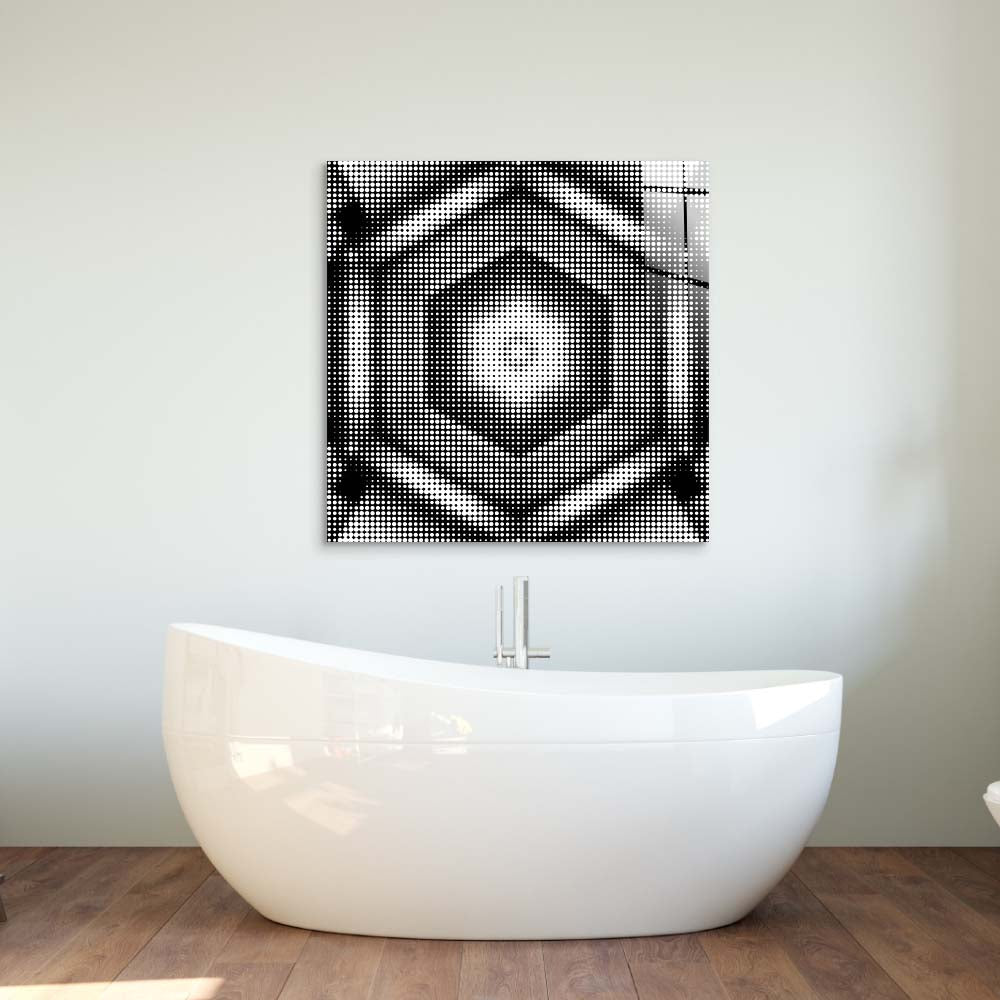 Abstract Halftone Hexagon Glass Wall Art