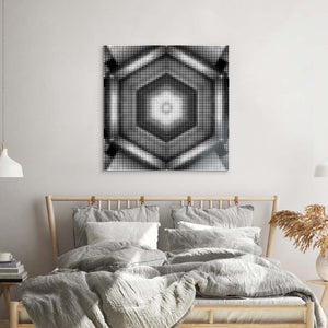 Abstract Halftone Hexagon Glass Wall Art