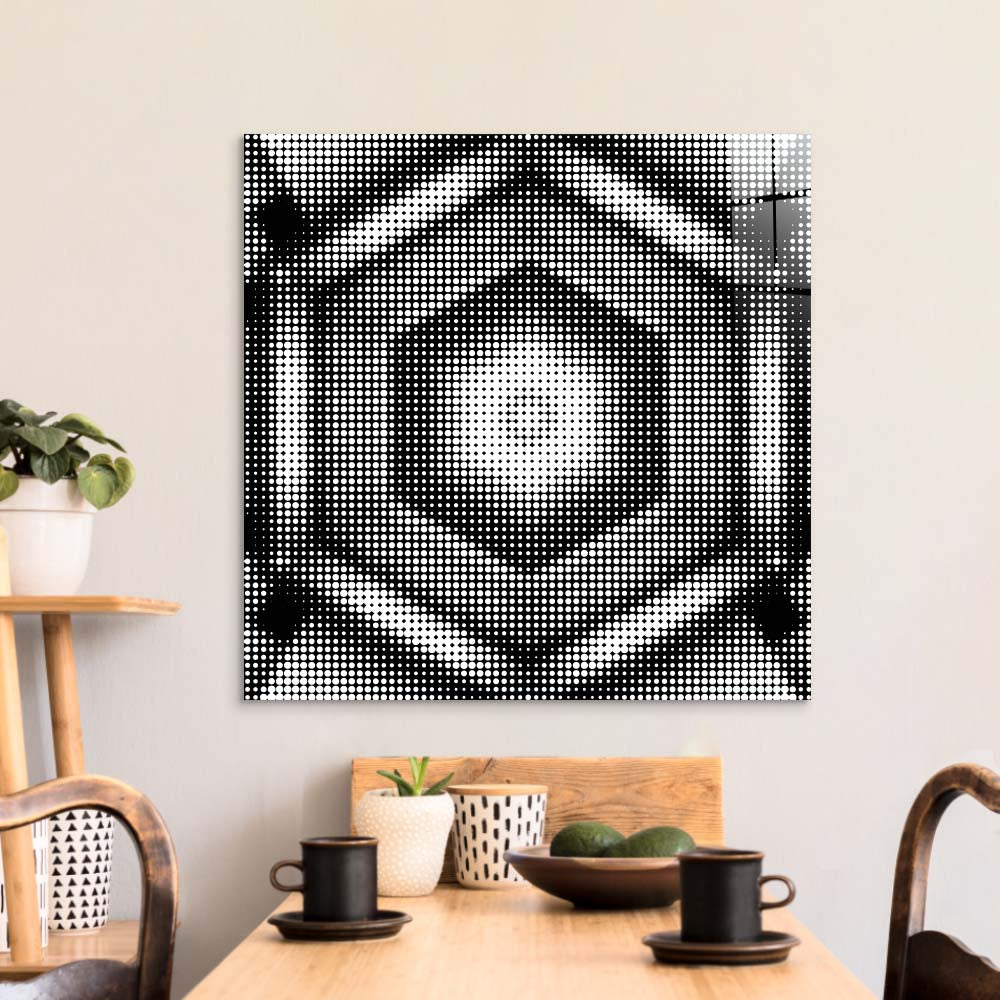Abstract Halftone Hexagon Glass Wall Art