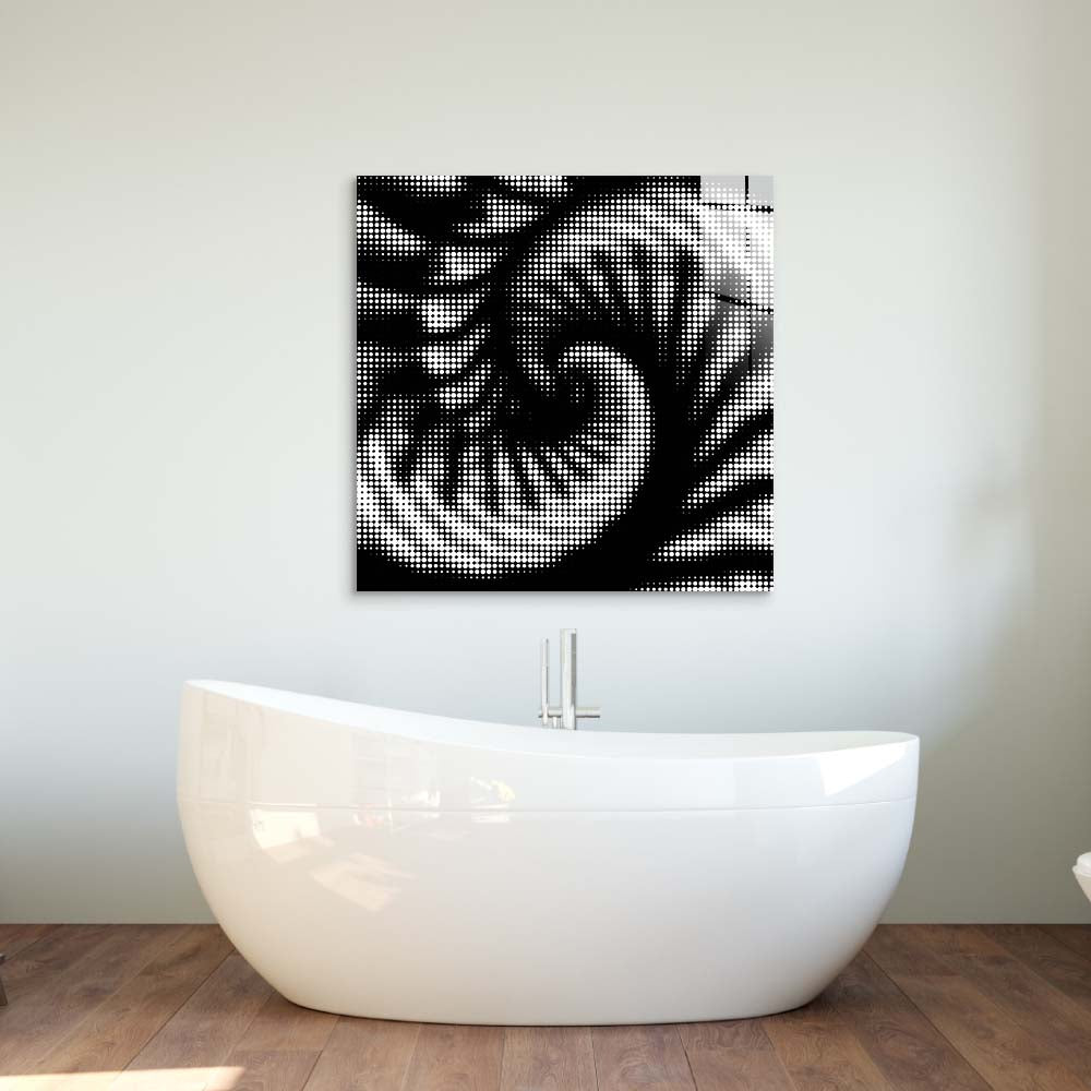 Abstract Halftone Shell Spiral Glass Wall Art