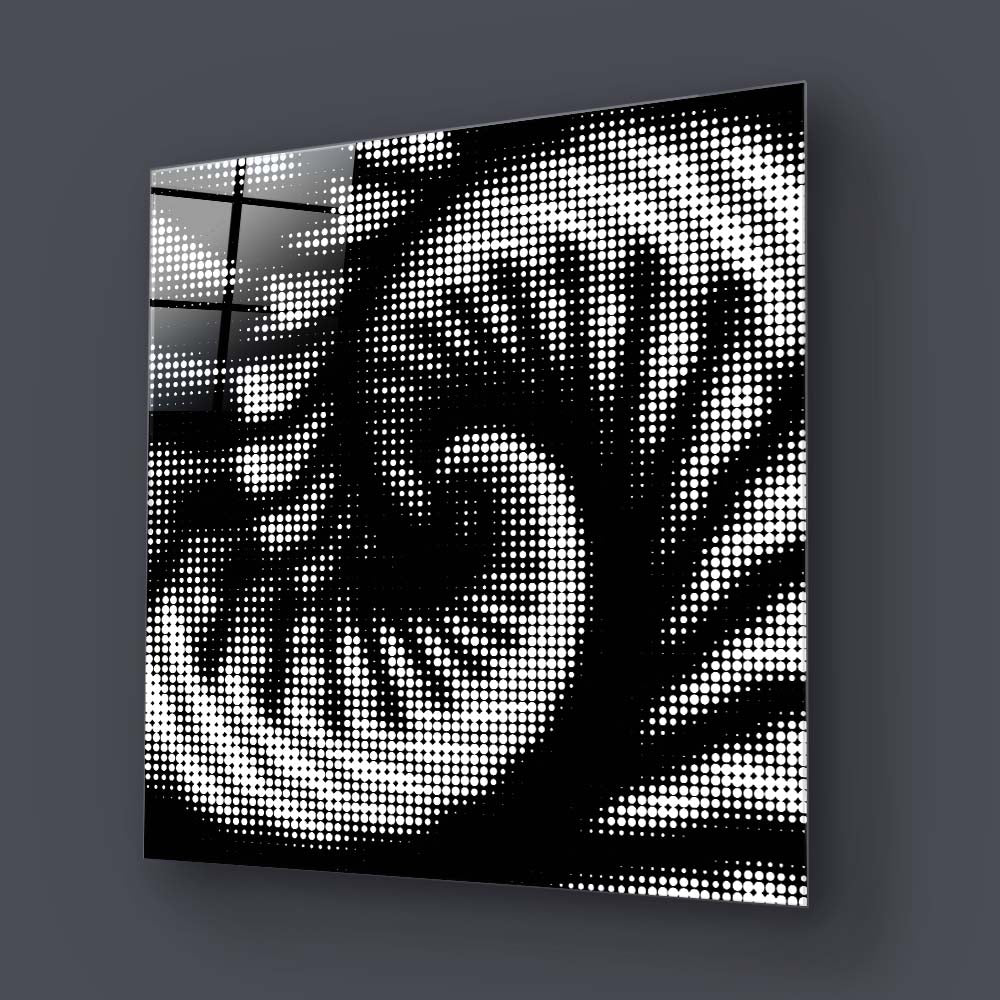 Abstract Halftone Shell Spiral Glass Wall Art
