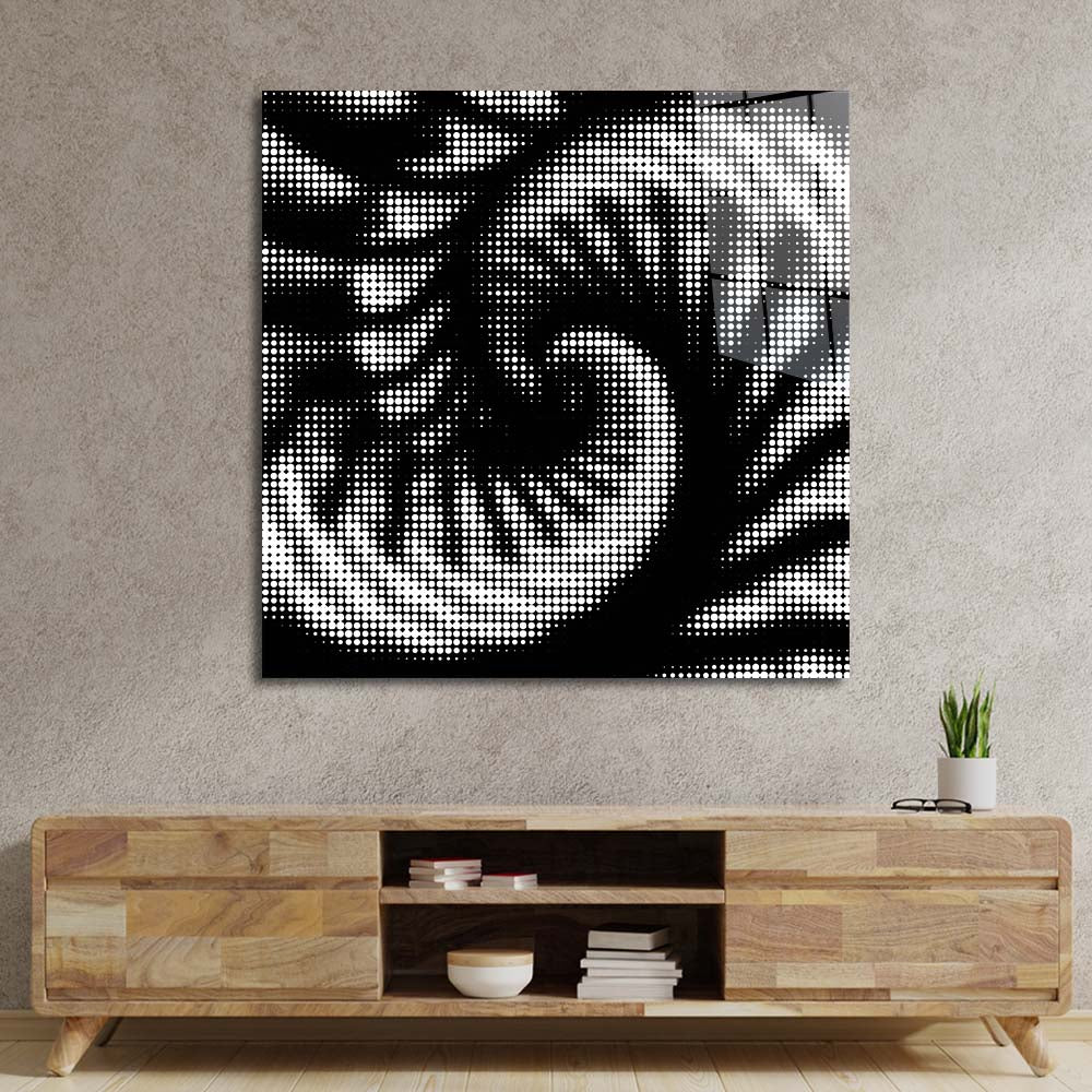 Abstract Halftone Shell Spiral Glass Wall Art