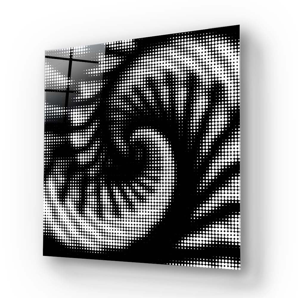 Abstract Halftone Shell Spiral Glass Wall Art