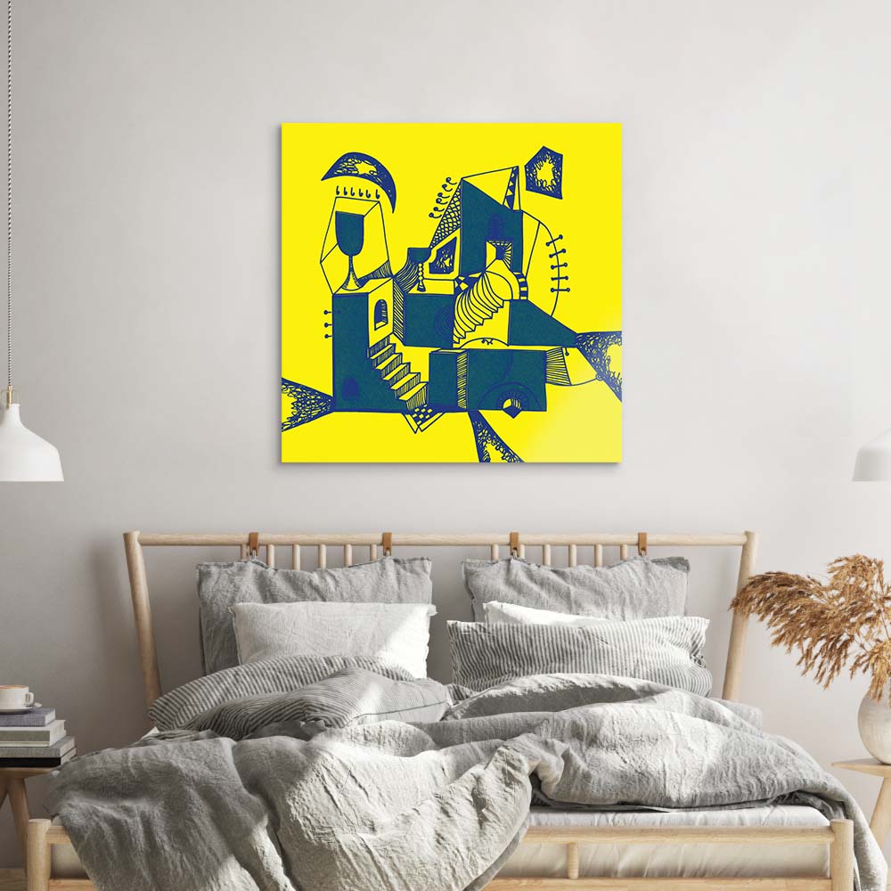 Abstract Ink Town Glass Wall Art