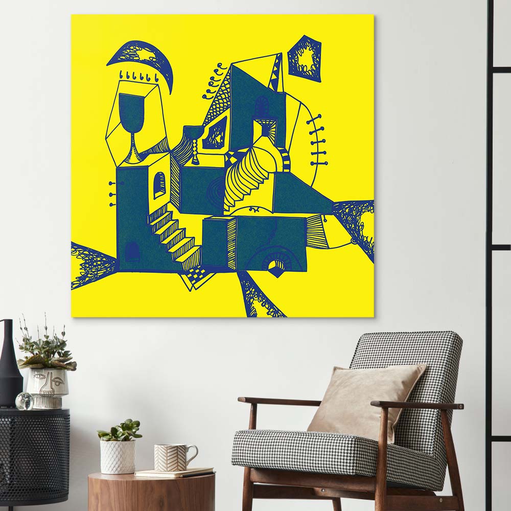 Abstract Ink Town Glass Wall Art