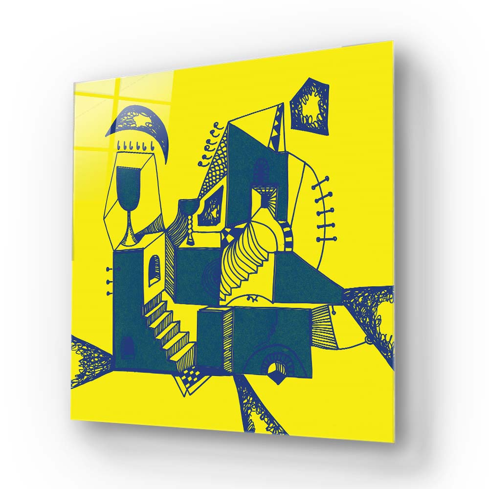 Abstract Ink Town Glass Wall Art