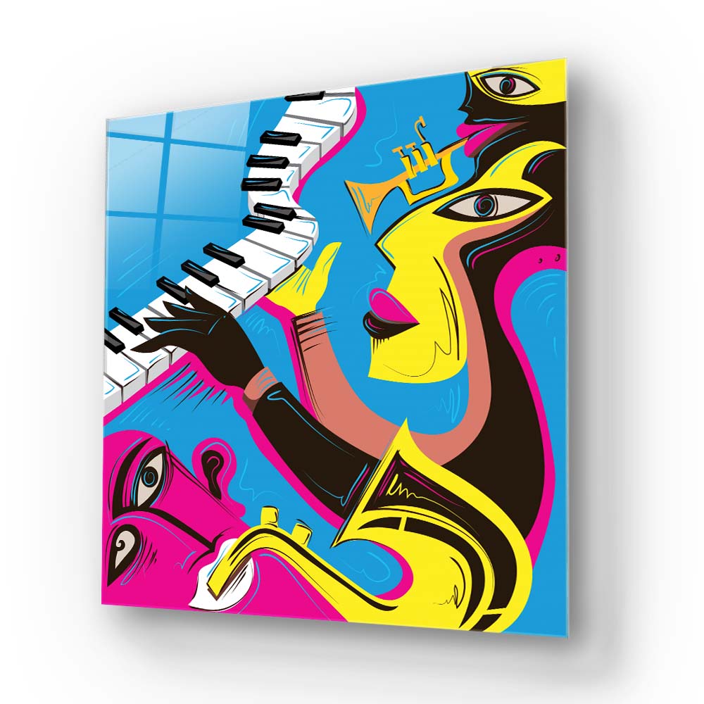 Abstract Jazz Band Glass Wall Art