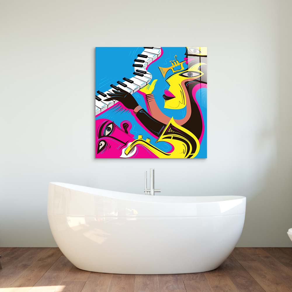 Abstract Jazz Band Glass Wall Art