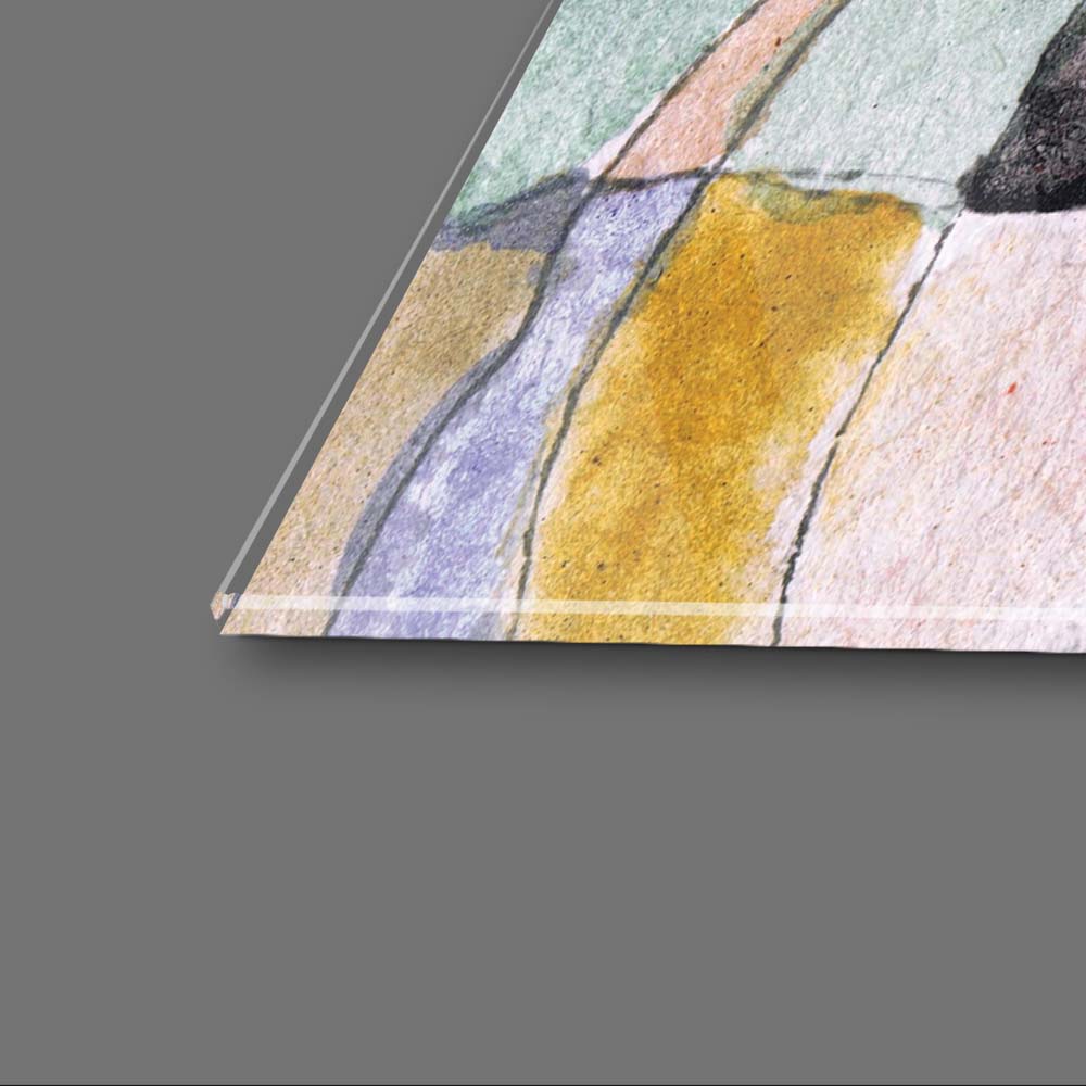 Abstract Man, Woman and their Cat Glass Wall Art