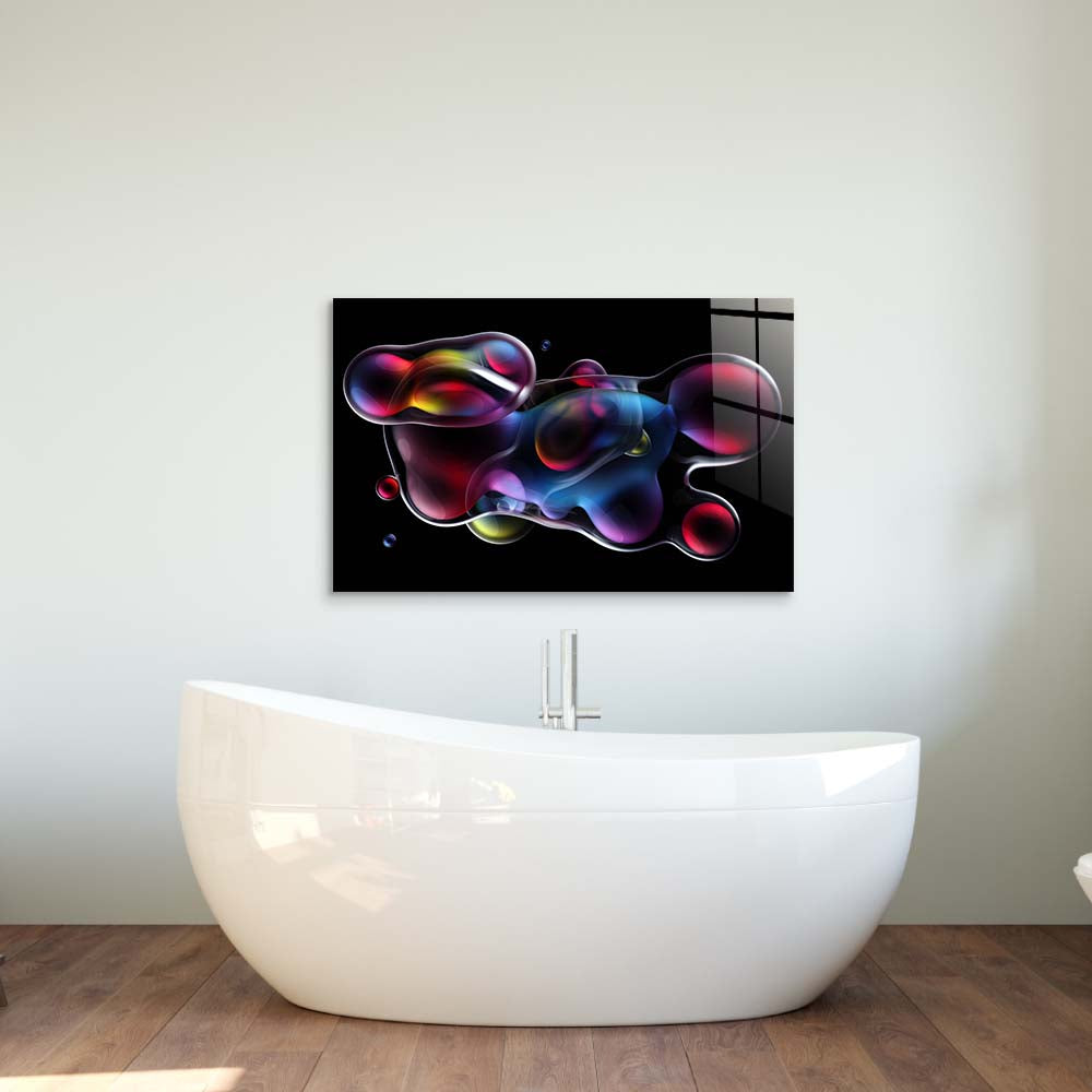 Abstract Metallic Bubbles 2 Glass Wall Art