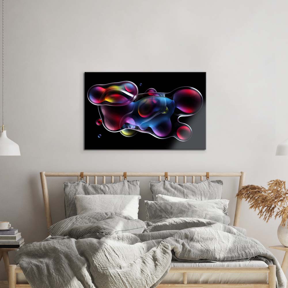 Abstract Metallic Bubbles 2 Glass Wall Art