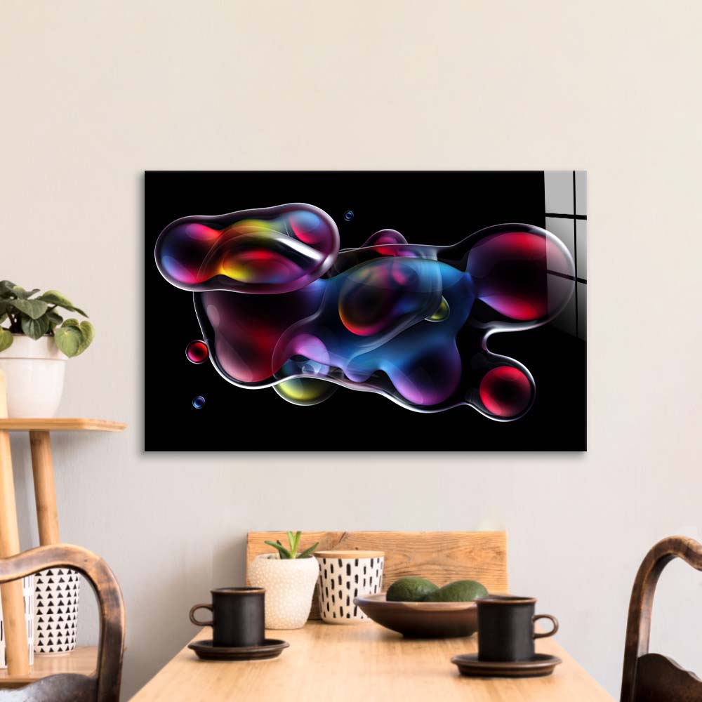 Abstract Metallic Bubbles 2 Glass Wall Art