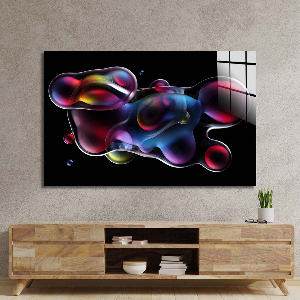 Abstract Metallic Bubbles 2 Glass Wall Art
