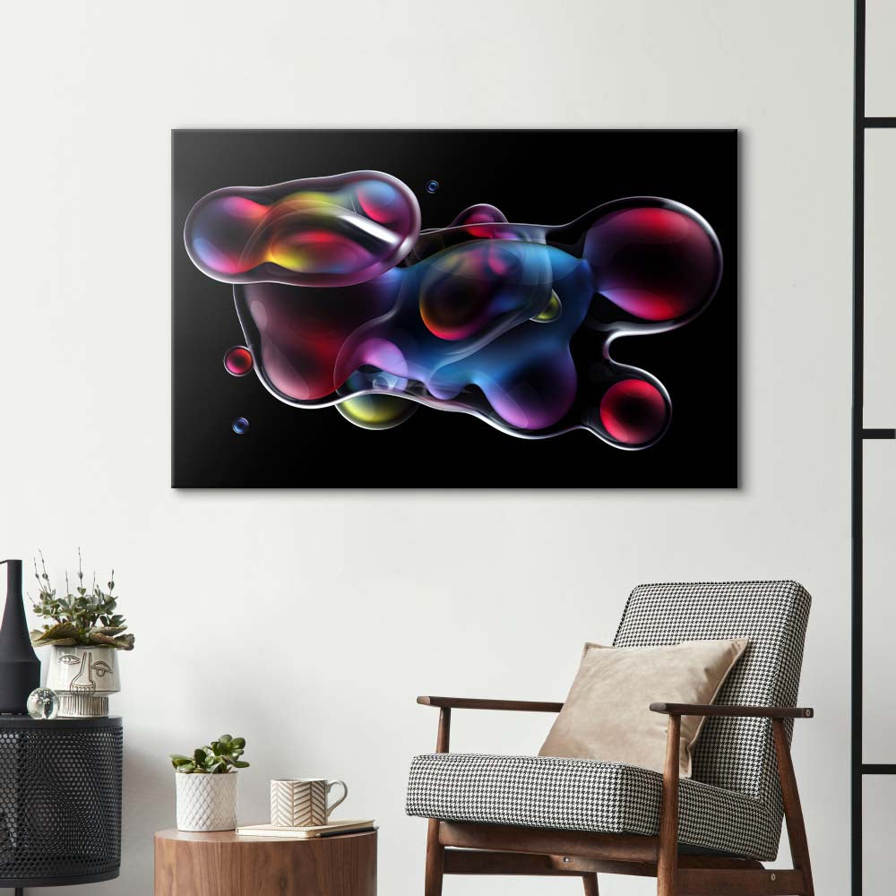 Abstract Metallic Bubbles 2 Glass Wall Art