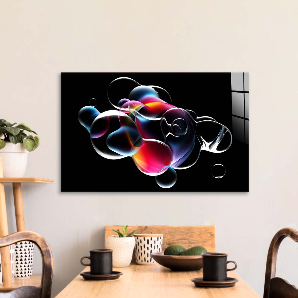 Abstract Metallic Bubbles Glass Wall Art