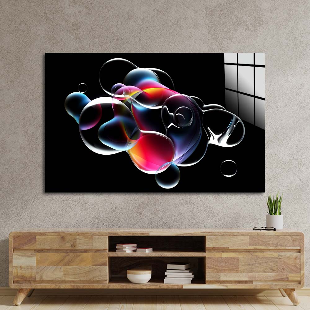 Abstract Metallic Bubbles Glass Wall Art