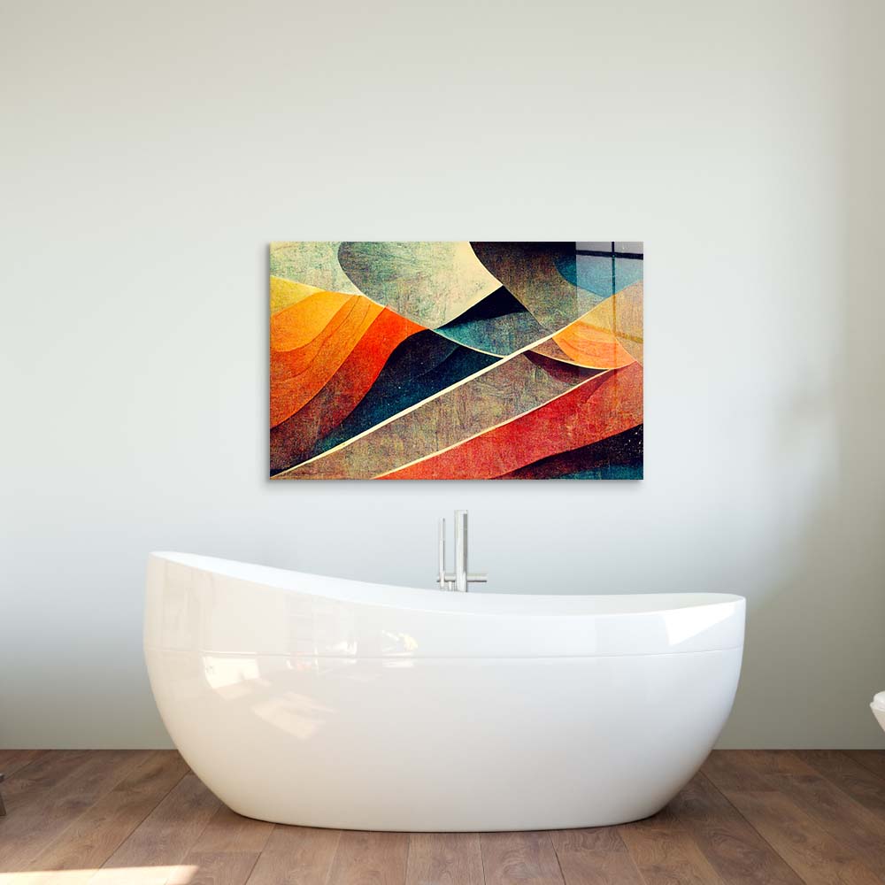 Abstract Paper Waves Glass Wall Art