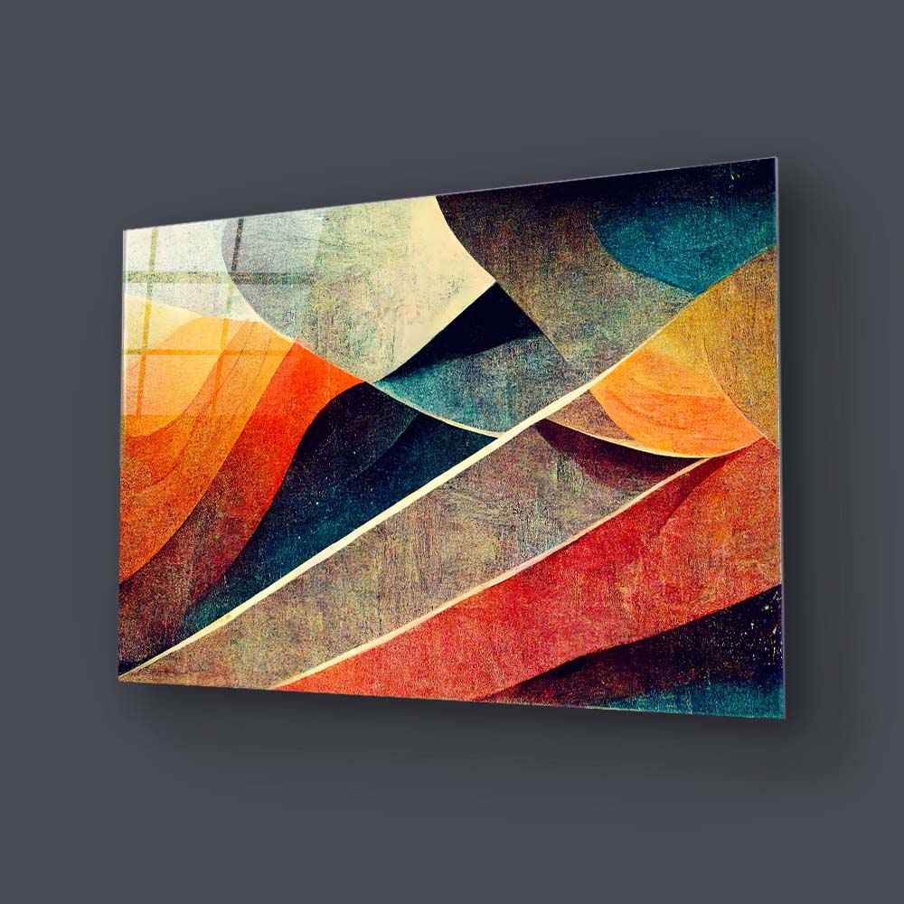 Abstract Paper Waves Glass Wall Art