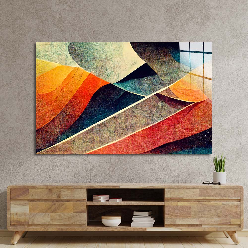 Abstract Paper Waves Glass Wall Art