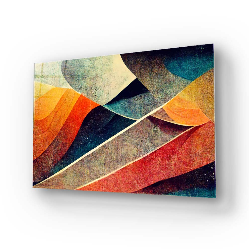 Abstract Paper Waves Glass Wall Art
