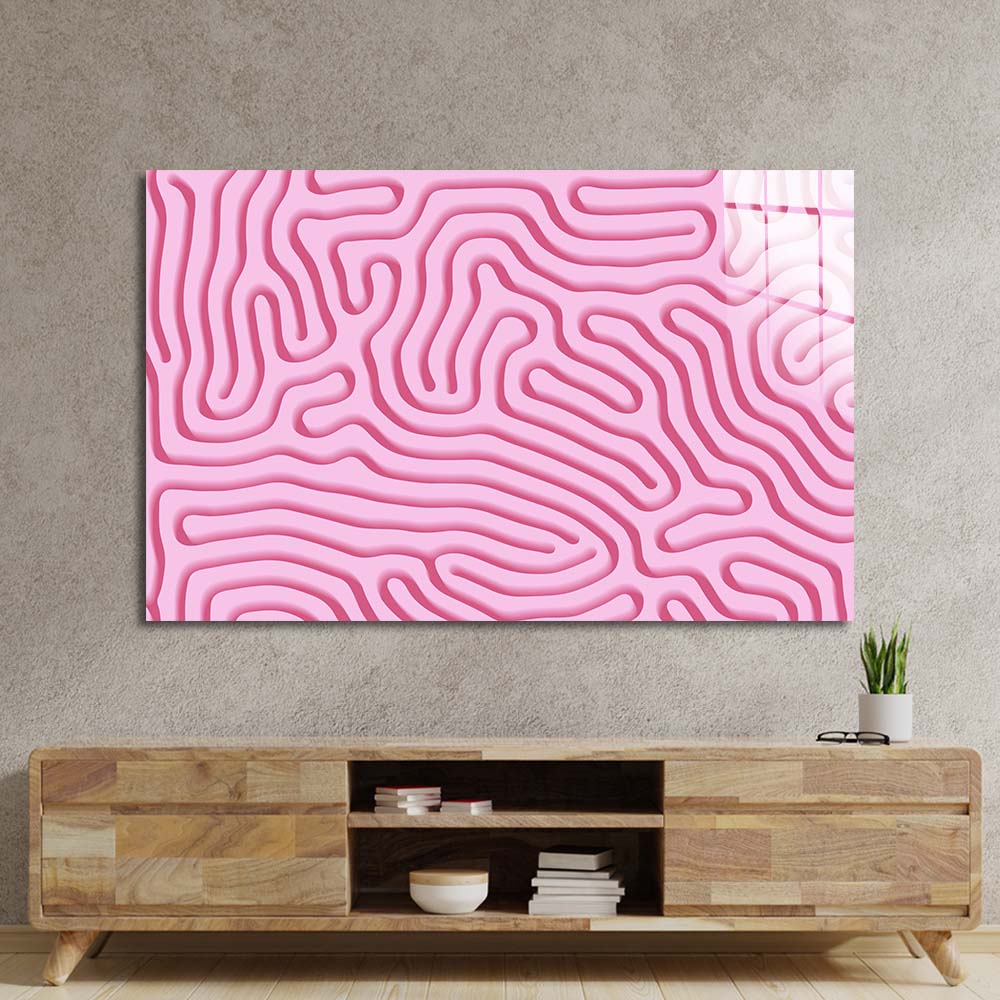 Abstract Pink Maze Glass Wall Art