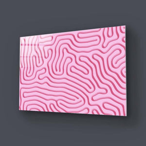 Abstract Pink Maze Glass Wall Art