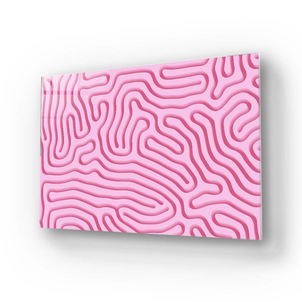 Abstract Pink Maze Glass Wall Art