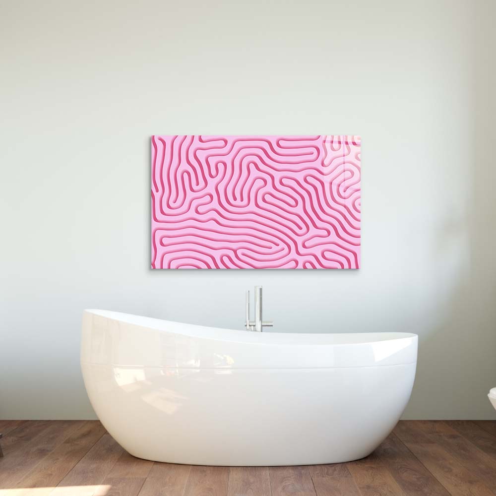 Abstract Pink Maze Glass Wall Art