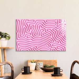 Abstract Pink Maze Glass Wall Art