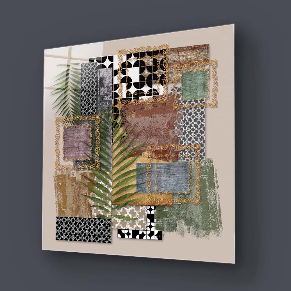 Abstract Prints Collage Glass Wall Art