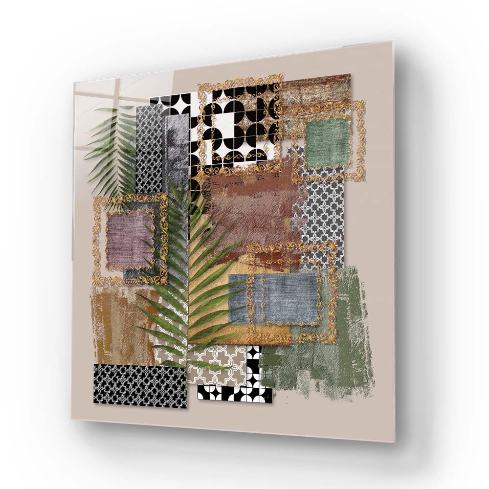 Abstract Prints Collage Glass Wall Art