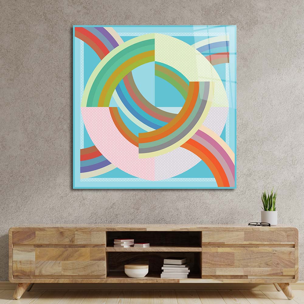Abstract Quadrant Glass Wall Art