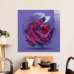 Abstract Red Alien Flower Glass Wall Art