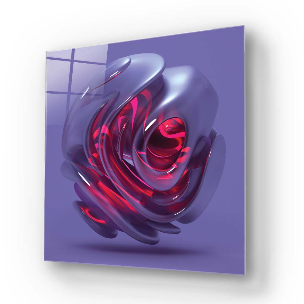 Abstract Red Alien Flower Glass Wall Art