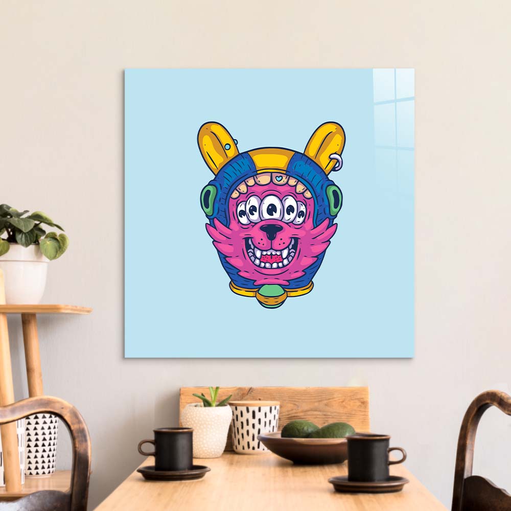 Abstract Space Dog Glass Wall Art