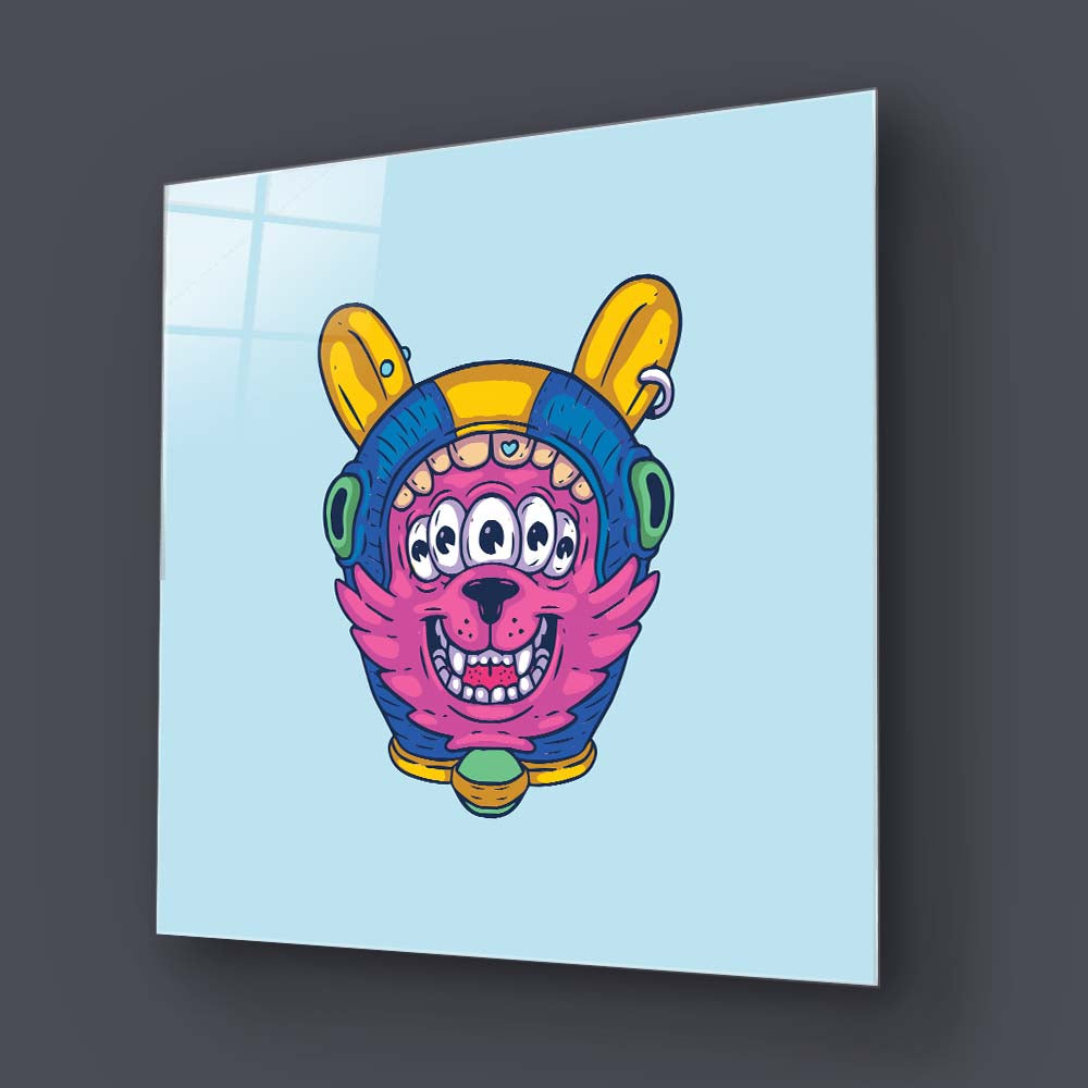 Abstract Space Dog Glass Wall Art