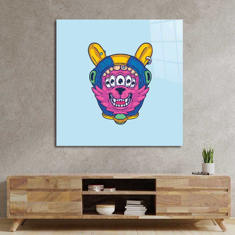 Abstract Space Dog Glass Wall Art