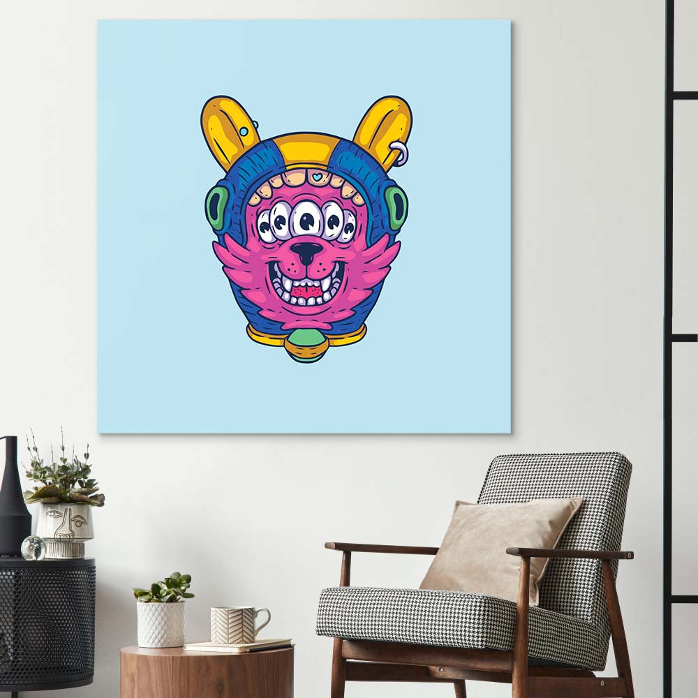 Abstract Space Dog Glass Wall Art