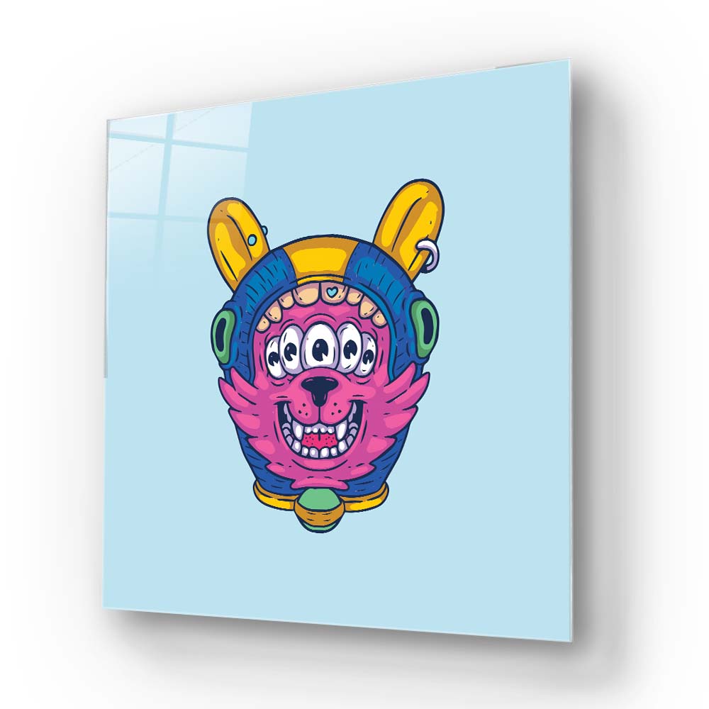 Abstract Space Dog Glass Wall Art