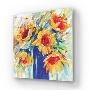 Abstract Sunflowers Glass Wall Art