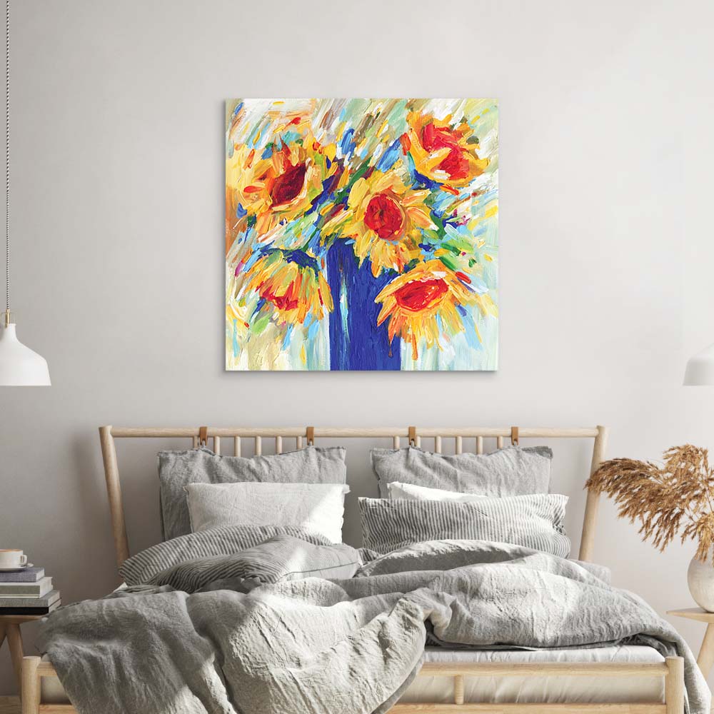Abstract Sunflowers Glass Wall Art