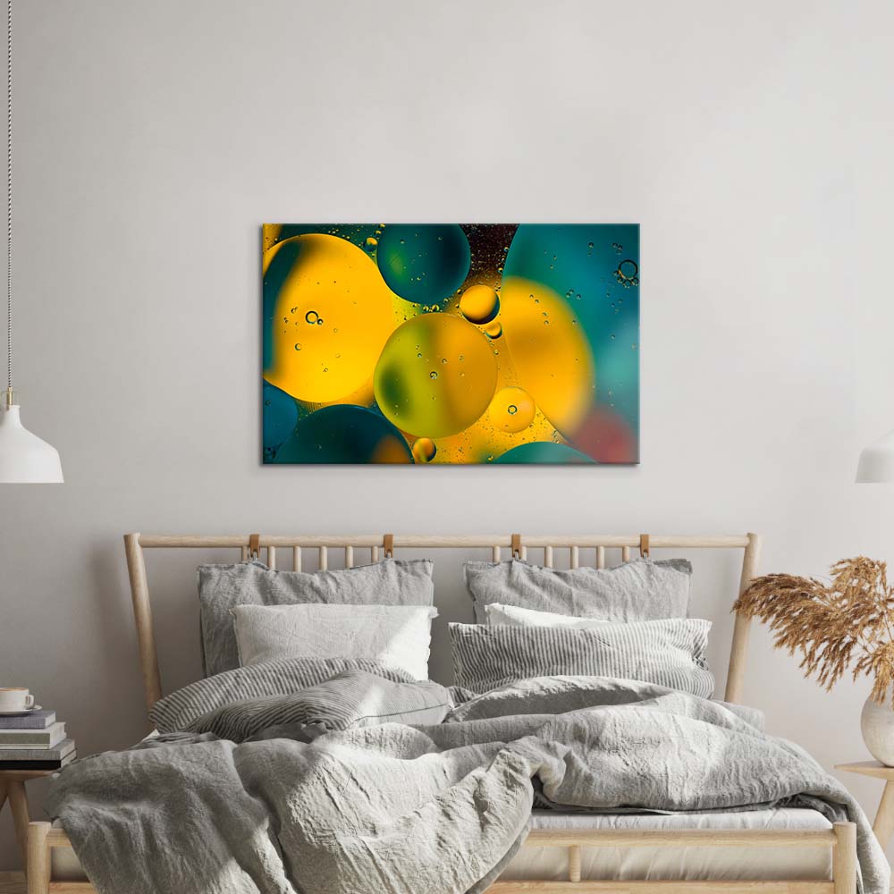 Abstract Water and Oil Bubbles Glass Wall Art