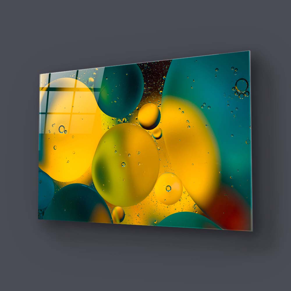 Abstract Water and Oil Bubbles Glass Wall Art