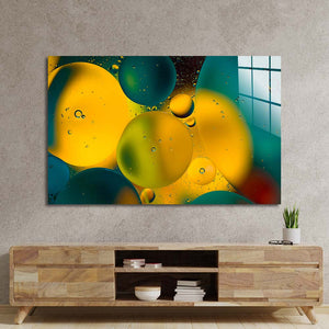 Abstract Water and Oil Bubbles Glass Wall Art
