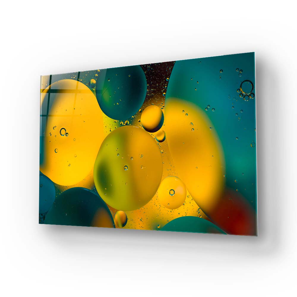 Abstract Water and Oil Bubbles Glass Wall Art