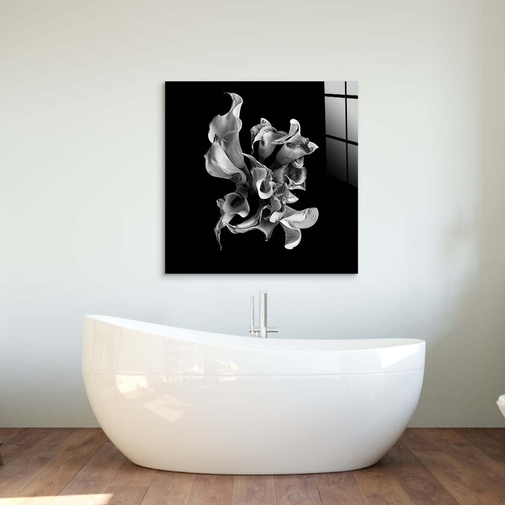 Abstract White Calla Glass Wall Art
