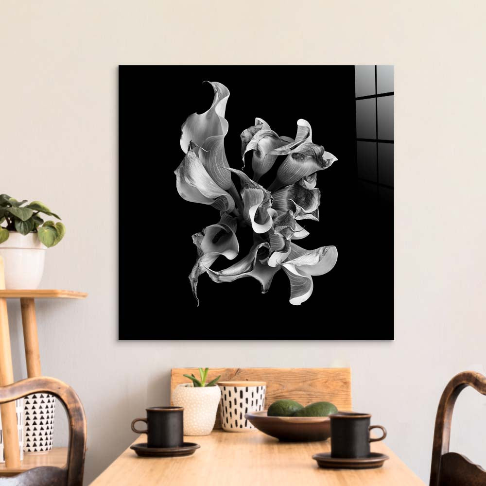Abstract White Calla Glass Wall Art