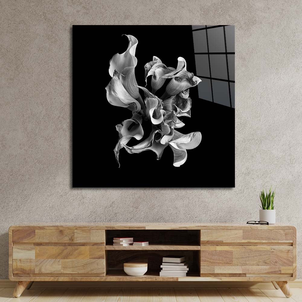 Abstract White Calla Glass Wall Art